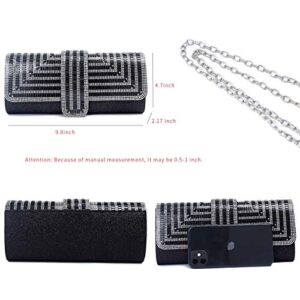 N A Dearcloris Clutch Black Purses for Women Evening Bag Black Rhinestones Clutch Party Handbag Wedding bag…