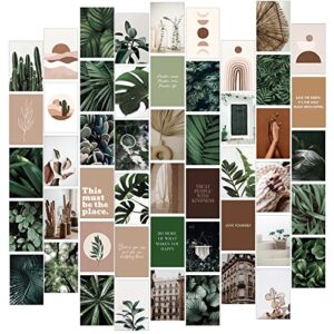 botanical wall art, boho wall collage kit aesthetic pictures, botanical bedroom decor, photo collage kit for wall aesthetic, 50pcs plant and floral posters for wall decor aesthetic, vintage wall decor