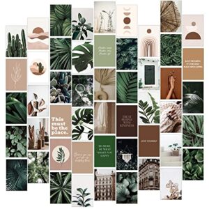 Botanical Wall Art, Boho Wall Collage Kit Aesthetic Pictures, Botanical Bedroom Decor, Photo Collage Kit for Wall Aesthetic, 50pcs Plant and Floral Posters for Wall Decor Aesthetic, Vintage Wall Decor