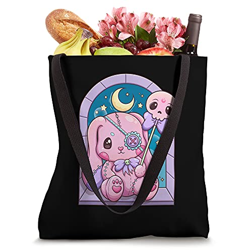 Kawaii Pastel Goth Cute Creepy Rabbit Stuffed Toy Tote Bag