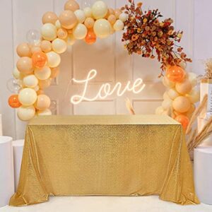Fitable Gold Sequin Tablecloth for Parties 60x84 Inch - Sparkle Glitter Table Cloth Laser Rectangle Table Cover Overlay for Wedding Baby Shower Ceremony Birthday Cake Table Holiday Banquet Decoration