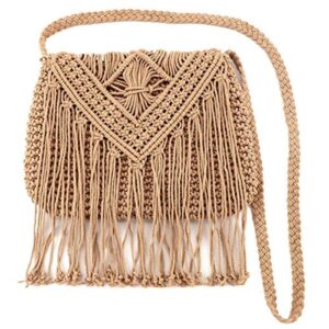 digogo womens cotton crochet fringe crossbody shoulder bag bohemian summer beach purse handwoven straw bag