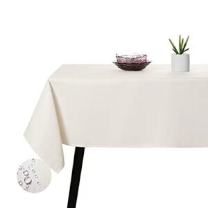 ruibao home beige cream(light yellow) rectangle tablecloth spill and waterproof wrinkle washable polyester tablecloth for dining table kitchen, 60 x 85 inches（60 x 85 in， cream）