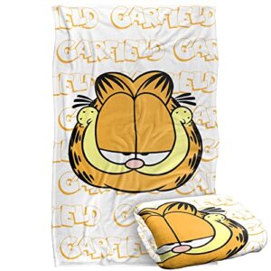 garfield blanket, 36″x58″, name repeat silky touch sherpa back super soft throw