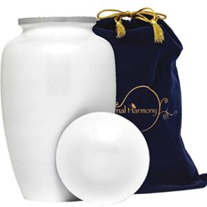 Eternal Harmony Cremation Urns for Human Ashes | Funeral Cremation Urn Carefully Handcrafted with Elegant Finishes to Honor Your Loved One | Elegant Decorative Urns Large Size with Velvet Bag (Pearl)