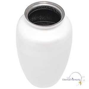 Eternal Harmony Cremation Urns for Human Ashes | Funeral Cremation Urn Carefully Handcrafted with Elegant Finishes to Honor Your Loved One | Elegant Decorative Urns Large Size with Velvet Bag (Pearl)