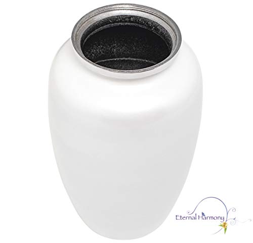 Eternal Harmony Cremation Urns for Human Ashes | Funeral Cremation Urn Carefully Handcrafted with Elegant Finishes to Honor Your Loved One | Elegant Decorative Urns Large Size with Velvet Bag (Pearl)