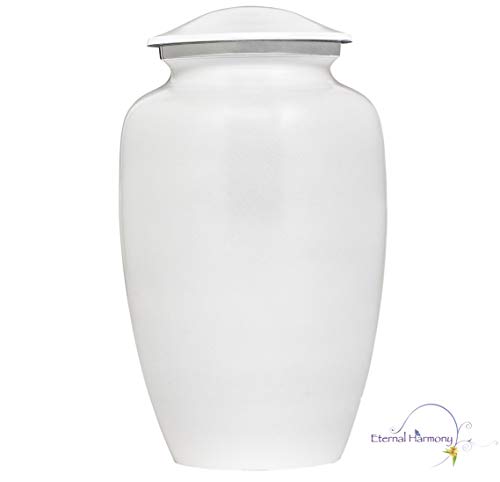 Eternal Harmony Cremation Urns for Human Ashes | Funeral Cremation Urn Carefully Handcrafted with Elegant Finishes to Honor Your Loved One | Elegant Decorative Urns Large Size with Velvet Bag (Pearl)