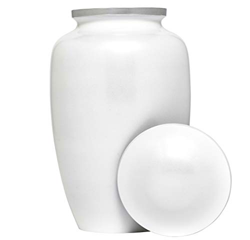 Eternal Harmony Cremation Urns for Human Ashes | Funeral Cremation Urn Carefully Handcrafted with Elegant Finishes to Honor Your Loved One | Elegant Decorative Urns Large Size with Velvet Bag (Pearl)