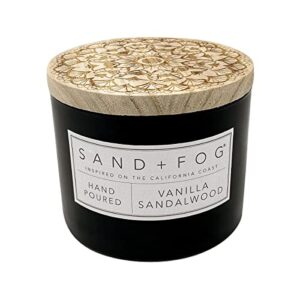 sand + fog scented candle – vanilla sandalwood – additional scents and sizes – 100% cotton lead-free wick – luxury air freshening jar candles – perfect home decor – 12oz