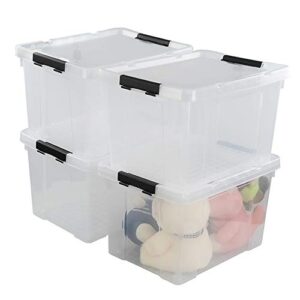 pekky 34 quart clear storage bins with lid, latching box totes (4 packs)