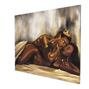 lmsm afro american wall art king and queen crown couples canvas prints wall art paintings abstract modern wall art for bedroom bathroom living room 20″x24″