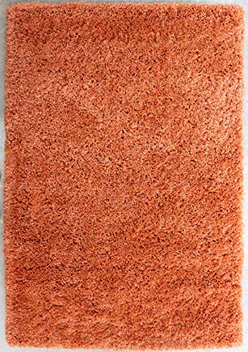 Terracotta Thick Shaggy Rug Orange Plush Affordable Super Soft Fluffy Shag Rugs Living Room Area Bedroom 5'3" x 7'6"