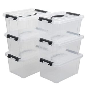 ortodayes 6-pack small clear storage boxes, plastic bin with lid, 5.5 liter