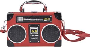 qzunique tape shaped shoulder bag radio recorder pu crossbody bag women’s retro evening bag handbag clutch purse