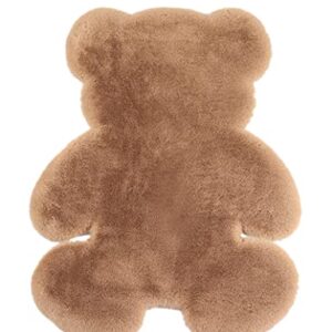 Aomesinc Sheepskin Rug, Soft Bear Shaped Fluffy Area Rug, Anti-Skid Decor Plush Area Rug (Khaki)