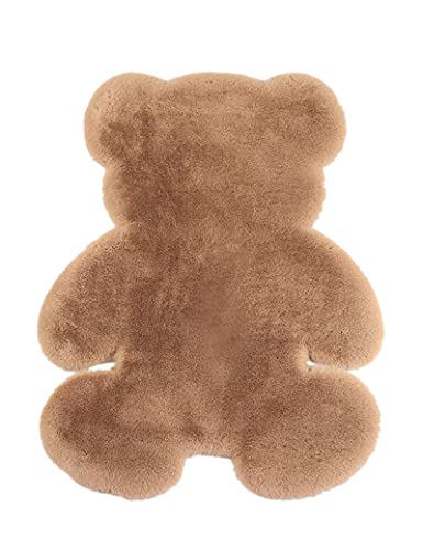 Aomesinc Sheepskin Rug, Soft Bear Shaped Fluffy Area Rug, Anti-Skid Decor Plush Area Rug (Khaki)