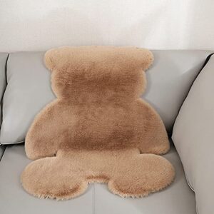 Aomesinc Sheepskin Rug, Soft Bear Shaped Fluffy Area Rug, Anti-Skid Decor Plush Area Rug (Khaki)