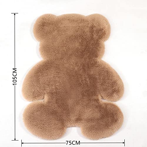 Aomesinc Sheepskin Rug, Soft Bear Shaped Fluffy Area Rug, Anti-Skid Decor Plush Area Rug (Khaki)