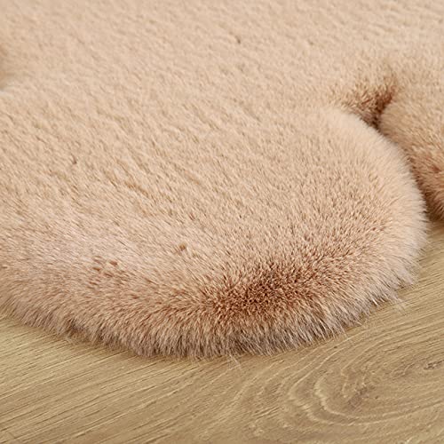 Aomesinc Sheepskin Rug, Soft Bear Shaped Fluffy Area Rug, Anti-Skid Decor Plush Area Rug (Khaki)