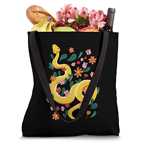 Snake And Flowers Reptile Flower Floral Tote Bag