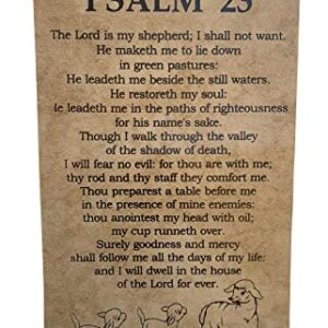 Psalm 23 The Lord Is My Shepherd I Shall Not Want Scroll Prayer Blessing Poster Ready to Hang 14 x 8.5 in. Rustic Gift Wall Art