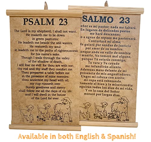 Psalm 23 The Lord Is My Shepherd I Shall Not Want Scroll Prayer Blessing Poster Ready to Hang 14 x 8.5 in. Rustic Gift Wall Art