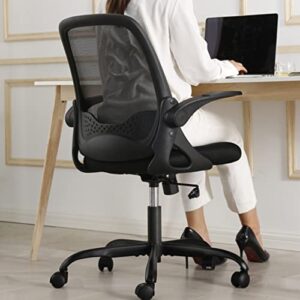 kerdom office chair, ergonomic desk chair, breathable mesh computer chair, comfy swivel task chair with flip-up armrests and adjustable height
