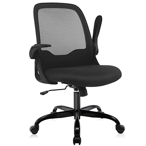 KERDOM Office Chair, Ergonomic Desk Chair, Breathable Mesh Computer Chair, Comfy Swivel Task Chair with Flip-up Armrests and Adjustable Height