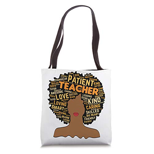 African American Teacher Words in Afro Tote Bag