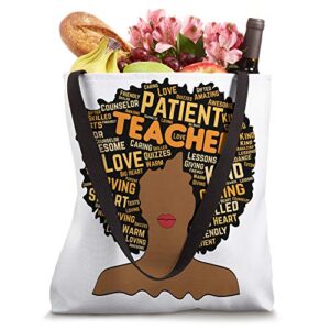 African American Teacher Words in Afro Tote Bag