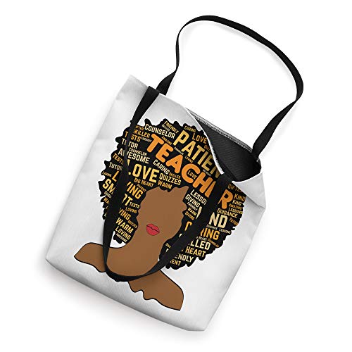 African American Teacher Words in Afro Tote Bag