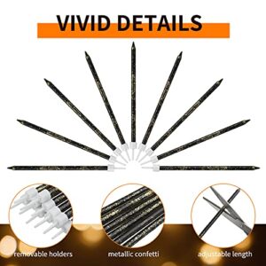 24 Pieces Birthday Cake Candles Long Thin Cupcake Candles Metallic Cake Toppers Candles for Birthday Wedding Anniversary Graduation Retirement Party Decoration (Black Gold)