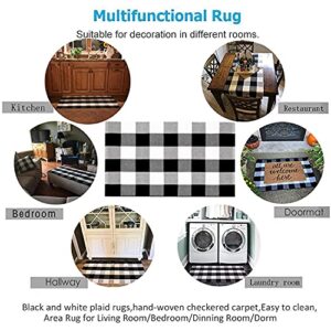 Buffalo Plaid Rug 24 x 36 Inch for Layered Hello Door Mats Washable Black and White Checked Indoor or Outdoor Rugs Carpet for Front Door Entryway