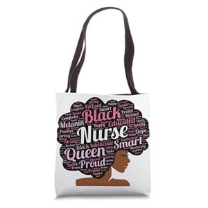 african american black nurse words in afro tote bag