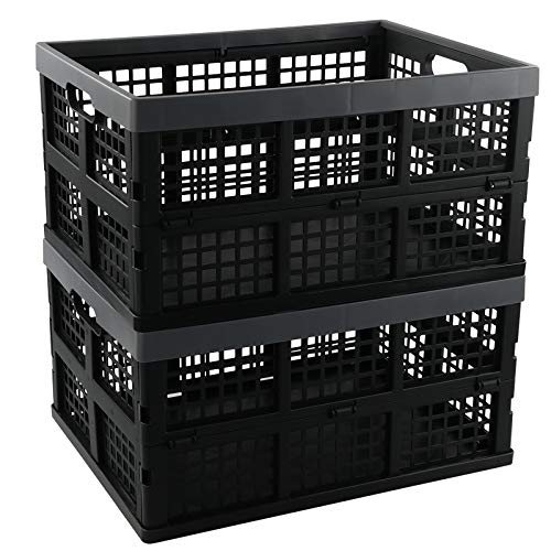 Sosody 34 L Plastic Storage Milk Crates, Large Collapsible Storage Basket, 2 Packs