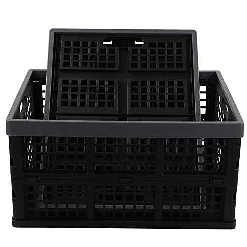 Sosody 34 L Plastic Storage Milk Crates, Large Collapsible Storage Basket, 2 Packs