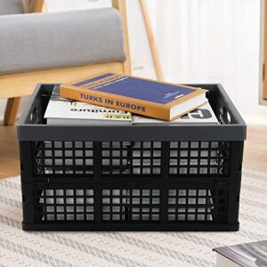 Sosody 34 L Plastic Storage Milk Crates, Large Collapsible Storage Basket, 2 Packs