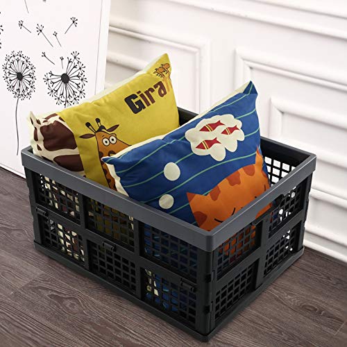 Sosody 34 L Plastic Storage Milk Crates, Large Collapsible Storage Basket, 2 Packs