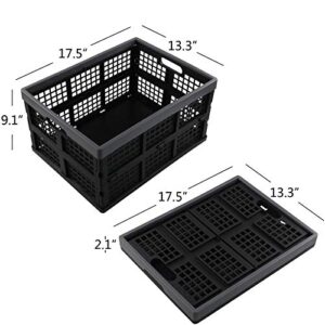 Sosody 34 L Plastic Storage Milk Crates, Large Collapsible Storage Basket, 2 Packs