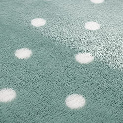 Kingole Flannel Fleece Microfiber Throw Blanket, Luxury Celadon Queen Size Dot Pattern Lightweight Cozy Couch Bed Super Soft and Warm Plush Solid Color 350GSM (90 x 90 inches)