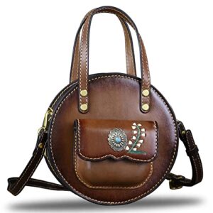 Genuine Leather Satchel Purse for Women Top Handle Bags Handmade Vintage Crossbody Shoulder Handbags Purse (Coffee)