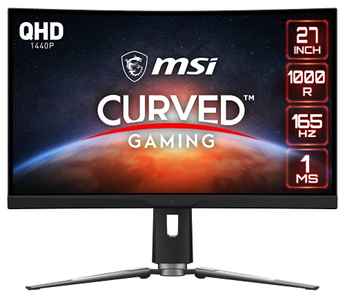 MSI MPG ARTYMIS 273CQR, 27" Gaming Monitor, 2560 x 1440 (QHD), VA, 165Hz, FreeSync Premium, HDR 400, HDMI, Displayport, USB C, Tilt, Swivel, Height Adjustable