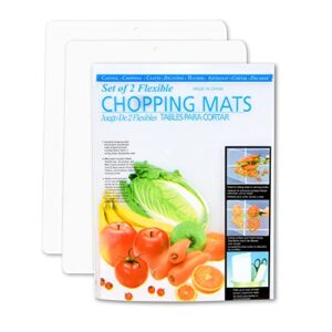 Kitchen Cutting Board | Flexible Chopping Mats | Food Safety | Hanging Hole for Easy Drying | Double Sided Non-Porous Antibacterial and Non-Slip Textured Sides | 12x15” Size | Set of 2
