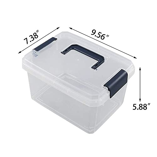 Nesmilers 4.5 L Plastic Latch Storage Boxes with Lids, 6-Pack Plastic Boxes