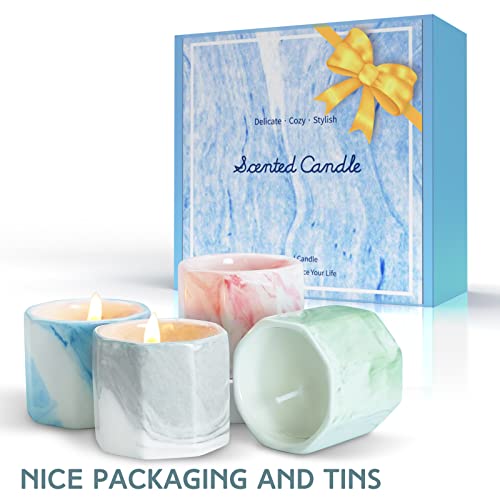 Candles for Home Scented, Scented Candles Ceramic Candles Gift Set Candles Gifts for Women Man Mothers Day Gifts Decoration Soy Candles for Relaxing Spa, Linen, Bamboo, Peony, Cedar