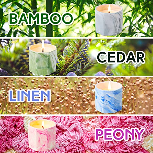 Candles for Home Scented, Scented Candles Ceramic Candles Gift Set Candles Gifts for Women Man Mothers Day Gifts Decoration Soy Candles for Relaxing Spa, Linen, Bamboo, Peony, Cedar