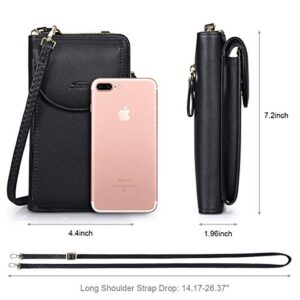 S-ZONE Women Genuine Leather Handbag Shoulder Purse Satchel Tote RFID Blocking PU Leather Crossbody Phone Bag Purse