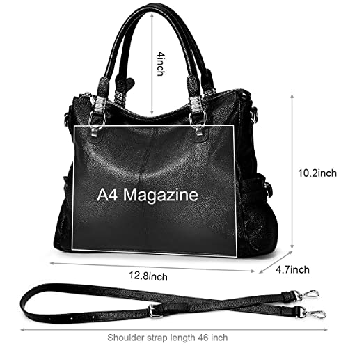 S-ZONE Women Genuine Leather Handbag Shoulder Purse Satchel Tote RFID Blocking PU Leather Crossbody Phone Bag Purse