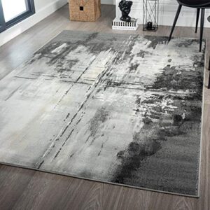 luxe weavers olimpia collection 6623 anthracite modern abstract area rug 5×7